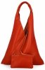 Torebka Skórzana Shopper Bag z Etui Pomarańczowa